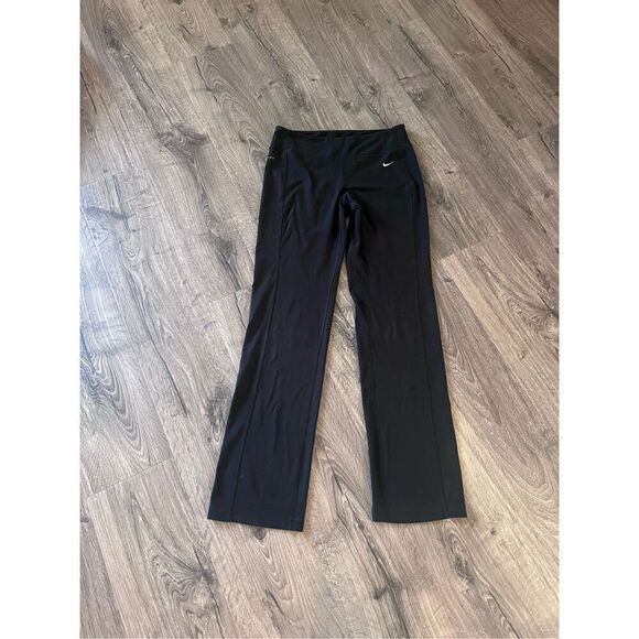 Nike Pants - Nike Yoga Pants Womens Size S Black Swoosh Athletic Stretch Straight